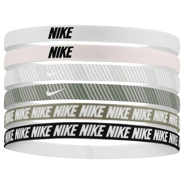 Nike Classic Printed Flexible Hairband (Pack of 6) - White/Pink