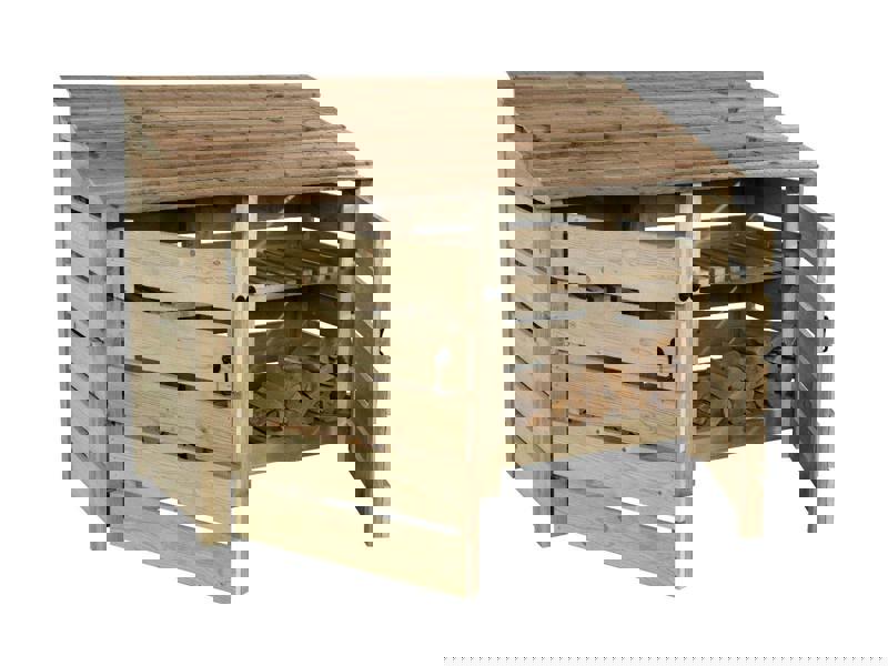 Arbor Garden Solutions Slatted Wooden Log Store with Doors And Shelf W-187cm, H-126cm or 180cm, D-88cm