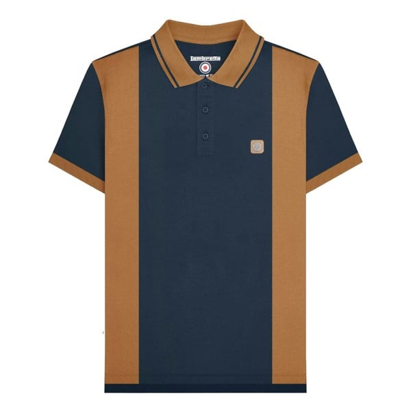 Lambretta Mens SS24 Vintage Polo Shirt - Navy/Tobacco