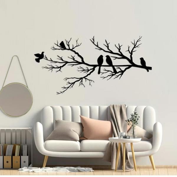 Decortie Birds on Branch Silhouette Metal Wall Decor 120x55