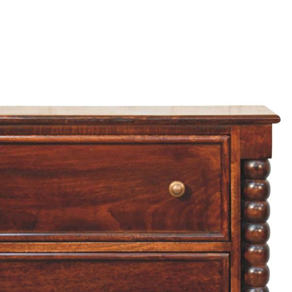 Artisan Furniture Solid Wood Spindle Winewood Chest, Brown,3 Drawers