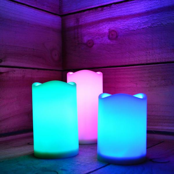Samuel Alexander 15cm Premier Set of 3 Battery Operated Multi Pastel Colour Changing LED Candles