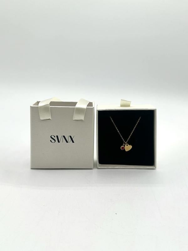 SVNX Mini Heart & July Birthstone Necklace in Gold - Gift Boxed
