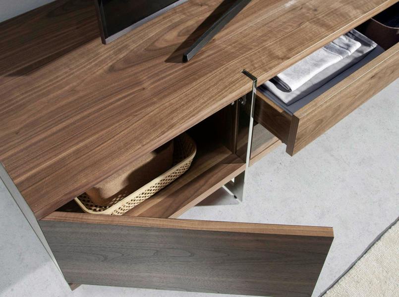 Angel Cerdá TV Stand Walnut and Chromed Steel 3045