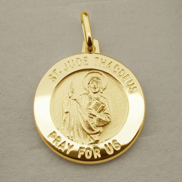 Christopher James of London 9ct Yellow Gold Plated St Jude Thaddeus Medal With Optional Engraving and Chain