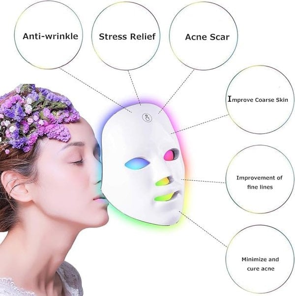 Dragodirect 7 Color LED Beauty Mask LED Facial Light Face Mask for Skin Care
