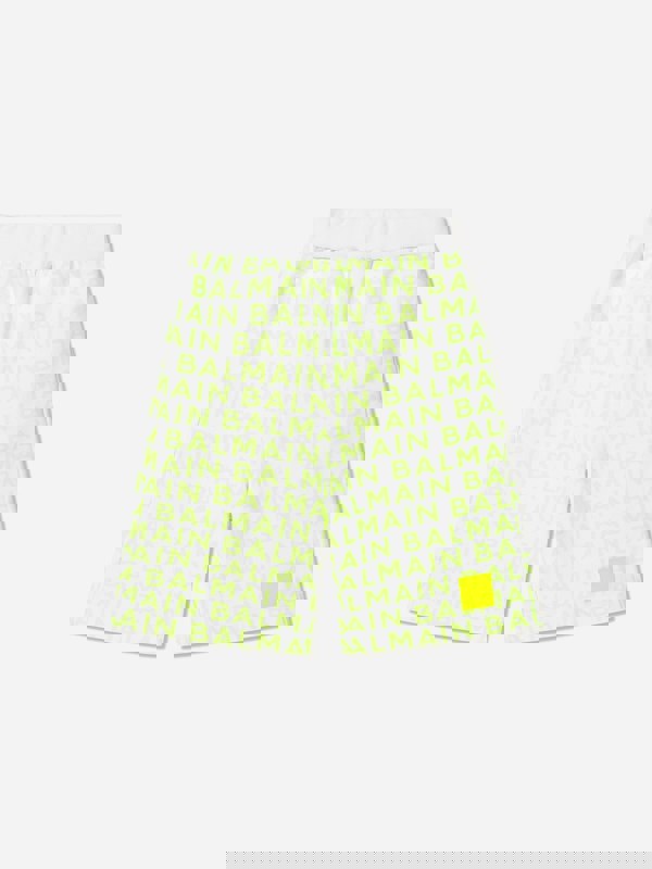 Balmain Boys Logo Jersey Shorts in White