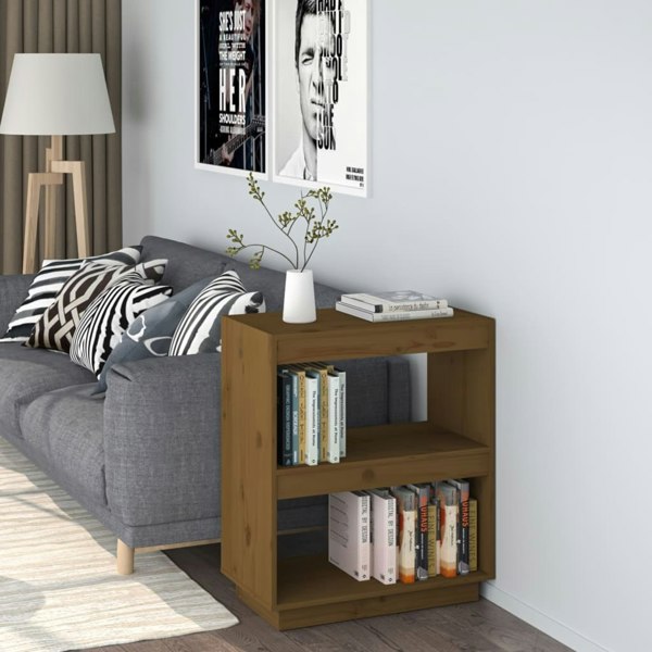 Berkfield Book Cabinet Honey Brown 60x35x71 cm Solid Wood Pine