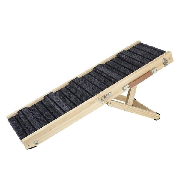 Skylos Dog Ramp Adjustable Folding 4 Heights Non Slip for Small Pets Natural