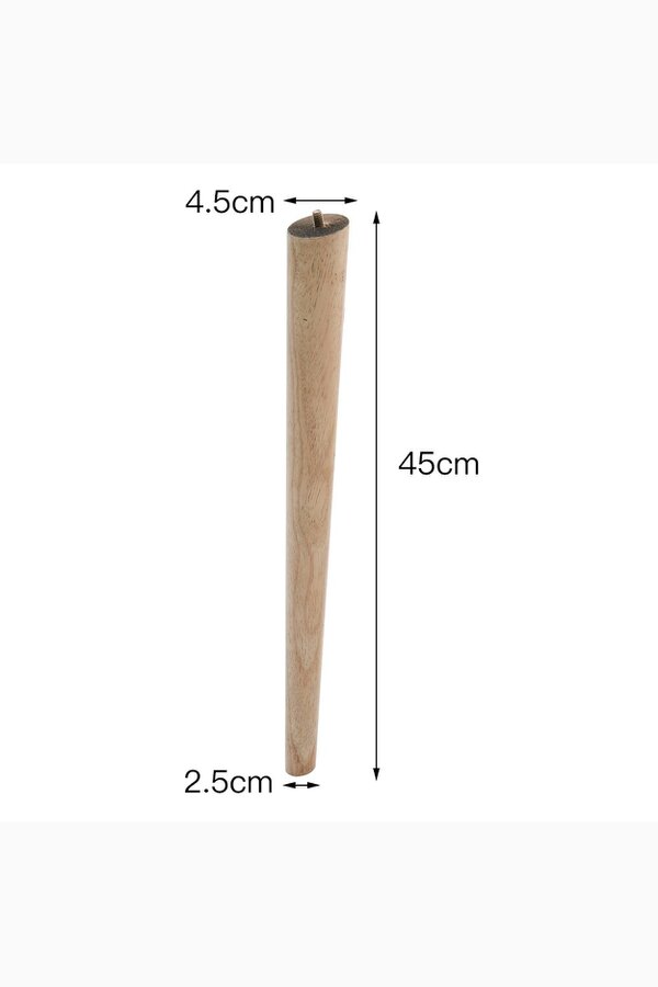 Living and Home 4Pcs 45cm H Natural Round 10° Tilted Oak Furniture Replacement Legs with Flat Corner Galvanized Fixed Iron Plates
