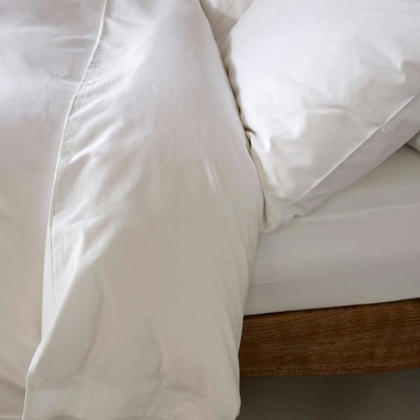 White 300 Thread Count Easycare Cotton With Tencel Bundle Standard Pillowcase - linen, close-up detail 4 | Soak and Sleep