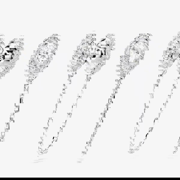 Swarovski Una Rhodium Plated Round White Crystal Drop Earrings 5732273