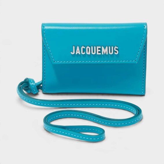 Jacquemus Logo Le Porte Leather Lanyard Wallet Turquoise