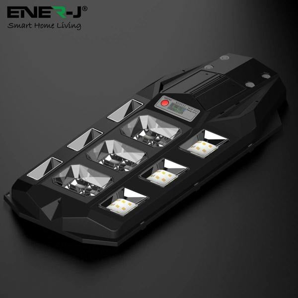 ENER-J 100W Solar Streetlights 6500K with 6V 12W Solar Panel & 12000 mAh Battery & Remote