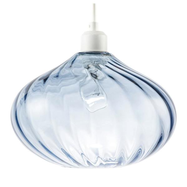 Modern Designer Dusty Blue Line Twisted Glass Pendant Lighting Shade Image 4
