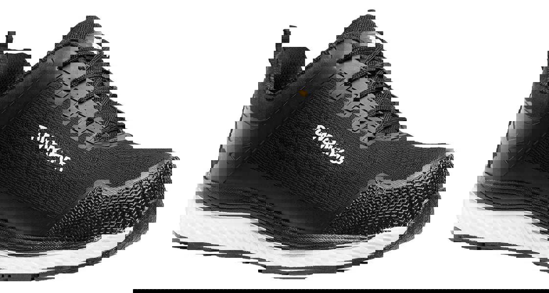 TOWORKFOR Super Set Mens/Womens Composite S1P Safety Trainers, black and white safety footwear with durable design and safety toe cap.