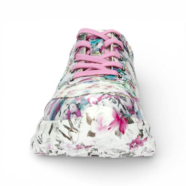 Laura Vita Women's Sofiao 07 Rose Pink Floral Leather Trainers Platform Sneaker Shoes