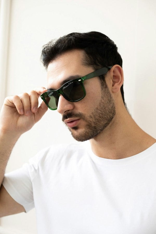 SVNX Green Wayfarer Sunglasses with Green Lenses