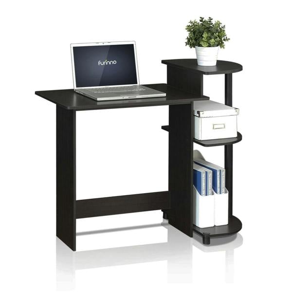 WALPLUS Compact Computer Desk with Shelves, Espresso/Black, /BK Crafted for Practical Use and Stylish Living Spaces | 11181EX