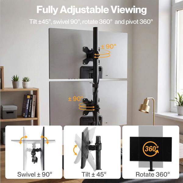 Levede Dual Monitor Arm Adjustable Desk Mount For 13-34 Inch Computer Black