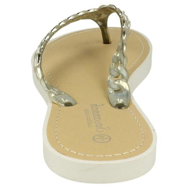 Savannah Ladies Savannah Toe Post Sandals With Upper Detailing