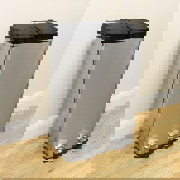 Monstershop 60L Dual Pedal Bin In Stainless Steel