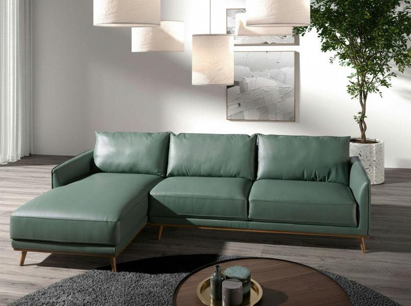 Angel Cerdá Corner sofa in green leather 6199/6200