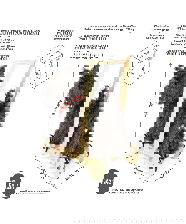 Infographic image of Scottie Dog Baby Walker showing dimensions