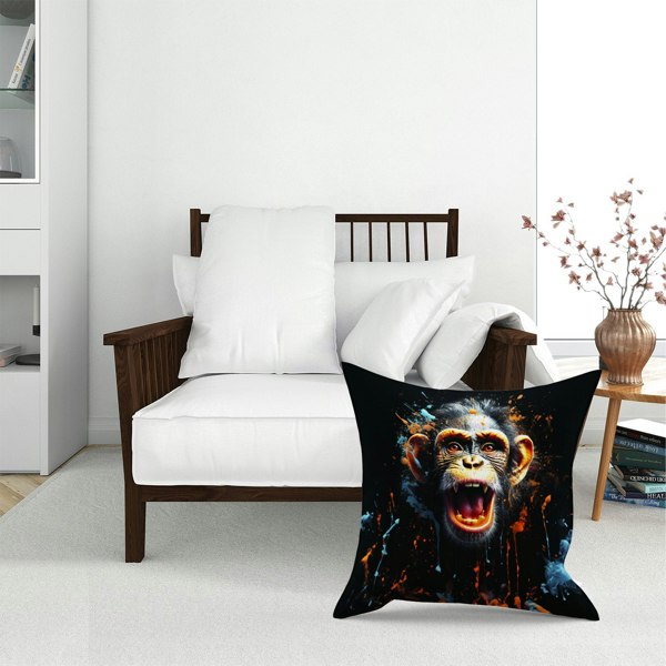 Warren Reed Monkey Face Splashart Floor Cushion