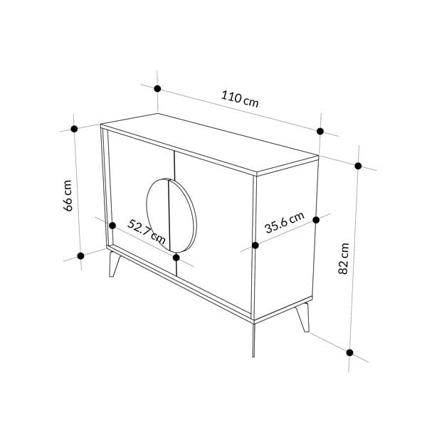Decortie Gora Sideboard Modern Storage Cabinet with 2 Pull-open Doors Metal Legs 110cm Width