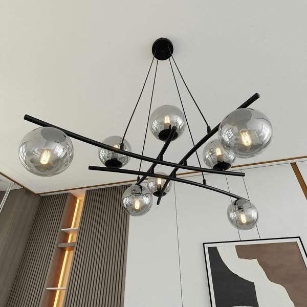 Emibig ESSA Pendant lamp 8 x E14 Black with Graphite Shade