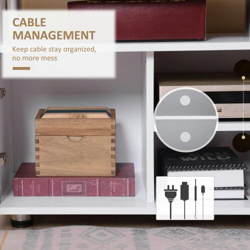 Wyld Haus Mihavi 120cm Wooden Grey And White Media Console With Shelf And Cupboards For TVs Up To 50 Inches