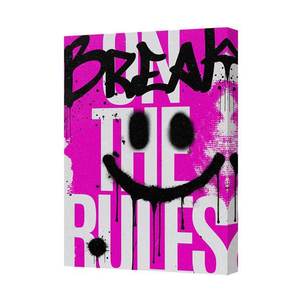 Benjamin Tate Design Urban Graffiti Break The Rules Canvas Print With Deep Wooden Frame