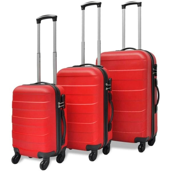 Berkfield Three Piece Hardcase Trolley Set Red 45.5/55/66 cm