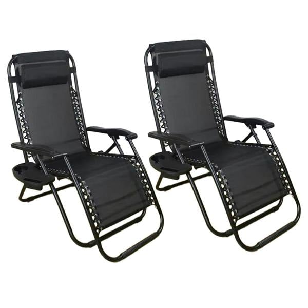 Shatchi Set of 2 Zero Gravity Garden Chairs - Padded Recliner Loungers