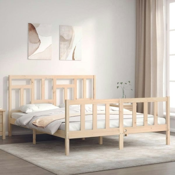 Berkfield Bed Frame with Headboard 160x200 cm Solid Wood