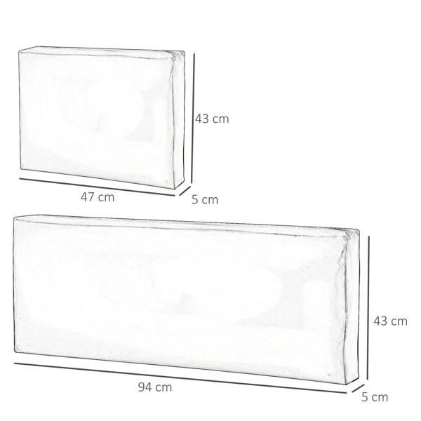 Grey rectangular seat cushion with stitched edges, single-piece design