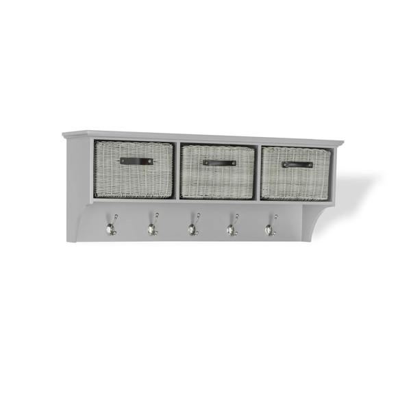 Statement Furniture Tetbury Large Wall Coat Rack with 3 Storage Baskets