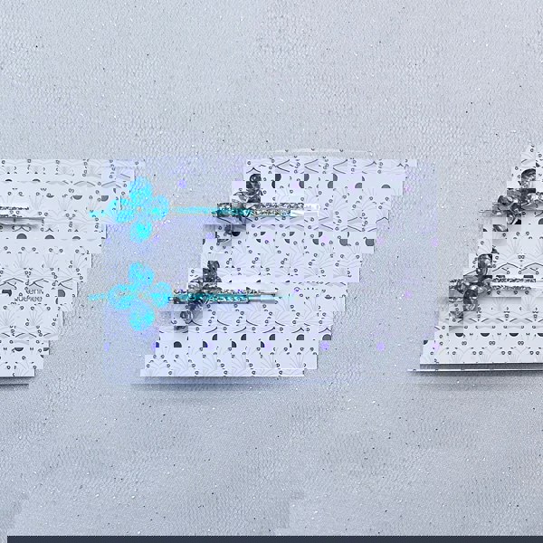 Flower Hair Grips Flower Hair Slides Teal Sparkly Hair Grips crystal