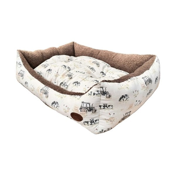 Snug and Cosy Pets Farmyard Cream Rectangle Bed