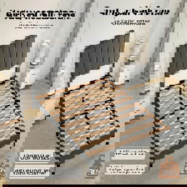 Levede Bed Frame Small Double Soft Upholstered Modern Linen Fabric Wooden Slat