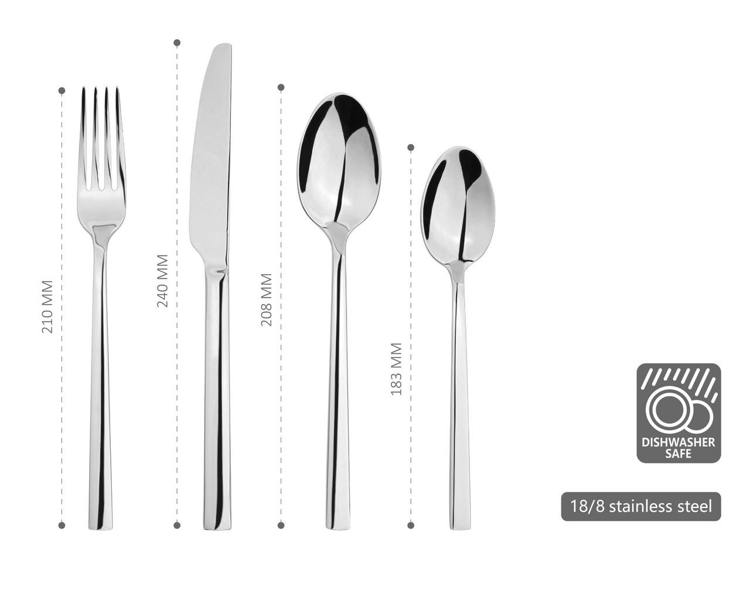 Glim Glam Cutlery Sets Stainless Steel 18/8 Catering Flat 24pc Set