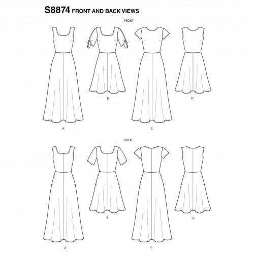 Simplicity Sewing Pattern 8874, Dresses for Women, AA (10-12-14-16-18) - Intermediate