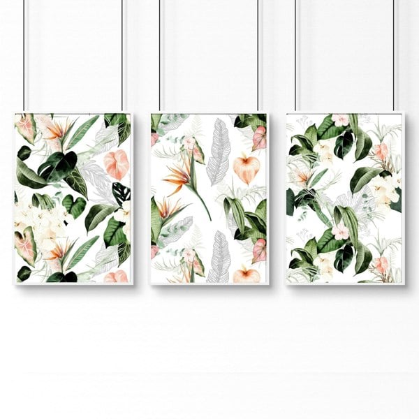 Bathroom wall decorations | set of 3 Tropical wall art