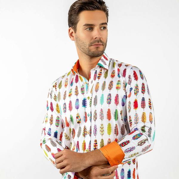 ABSTRACT PRINTED FEATHERS PRINT SHIRT - Premium Men's Patterned Shirt by Claudio Lugli | Bold Design, Tailored Fit, Best Printed Shirts