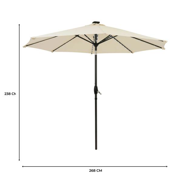 Jardi LED Tilt Parasol 2.7m – Cream