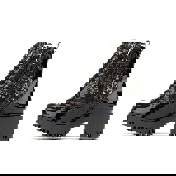 Embassy London Milliner Platform - Emboss - Women's leather chunky 1 inch platform ankle boot in black