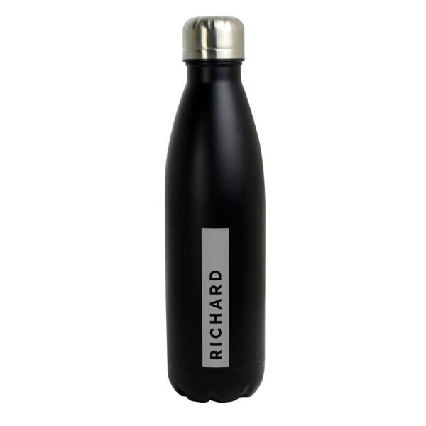 Personalised Memento Company Personalised Black Metal Insulated Drinks Bottle