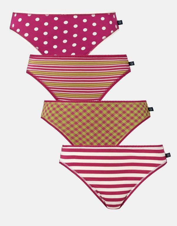 British Boxers Multipack! 4 Pairs of Women's Bamboo High Leg Knickers – Rhubarb Sugar