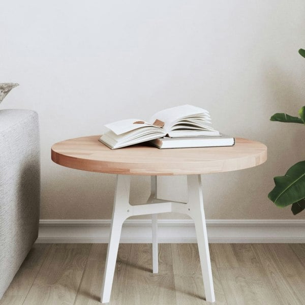 Berkfield Table Top �_�”�_50x2.5 cm Round Solid Wood Beech